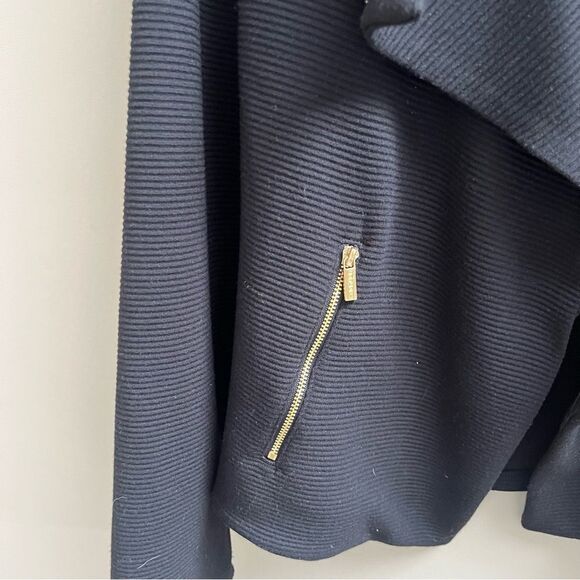Calvin Klein ribbed black jacket with gold zippers L - Picture 2 of 6